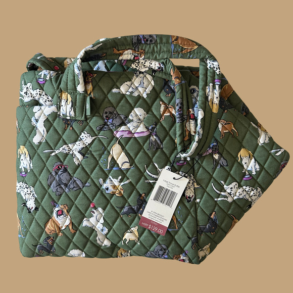 New Vera Bradley Large Travel Duffel Bag Dog Park Green - Picture 5 of 6